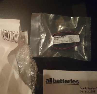 Pile CMOS de remplacement pour Toshiba T3100e encore sous emballage, avec bon de livraison du fournisseur