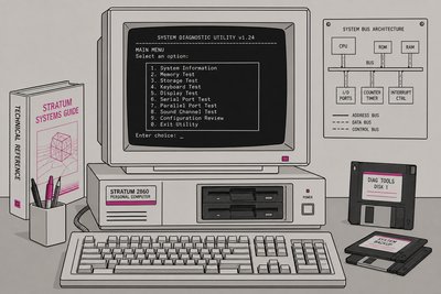 Illustration d'un écran d'ordinateur affichant un menu texte d'utilitaire de diagnostic DOS